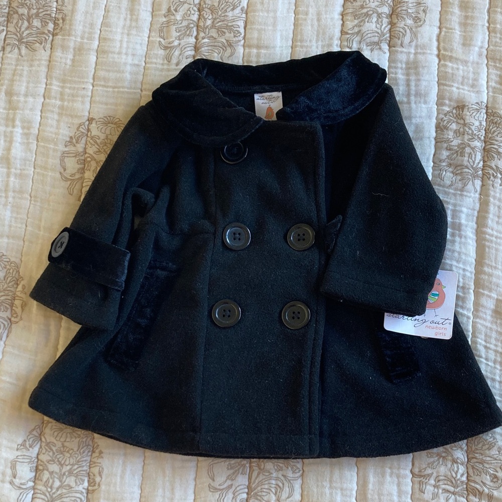 Starting Out Elegant Black Kids Peacoat